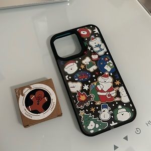 IPHONE 12/13 PLUS CHRISTMAS PRINTED CASE + Christmas popsocket